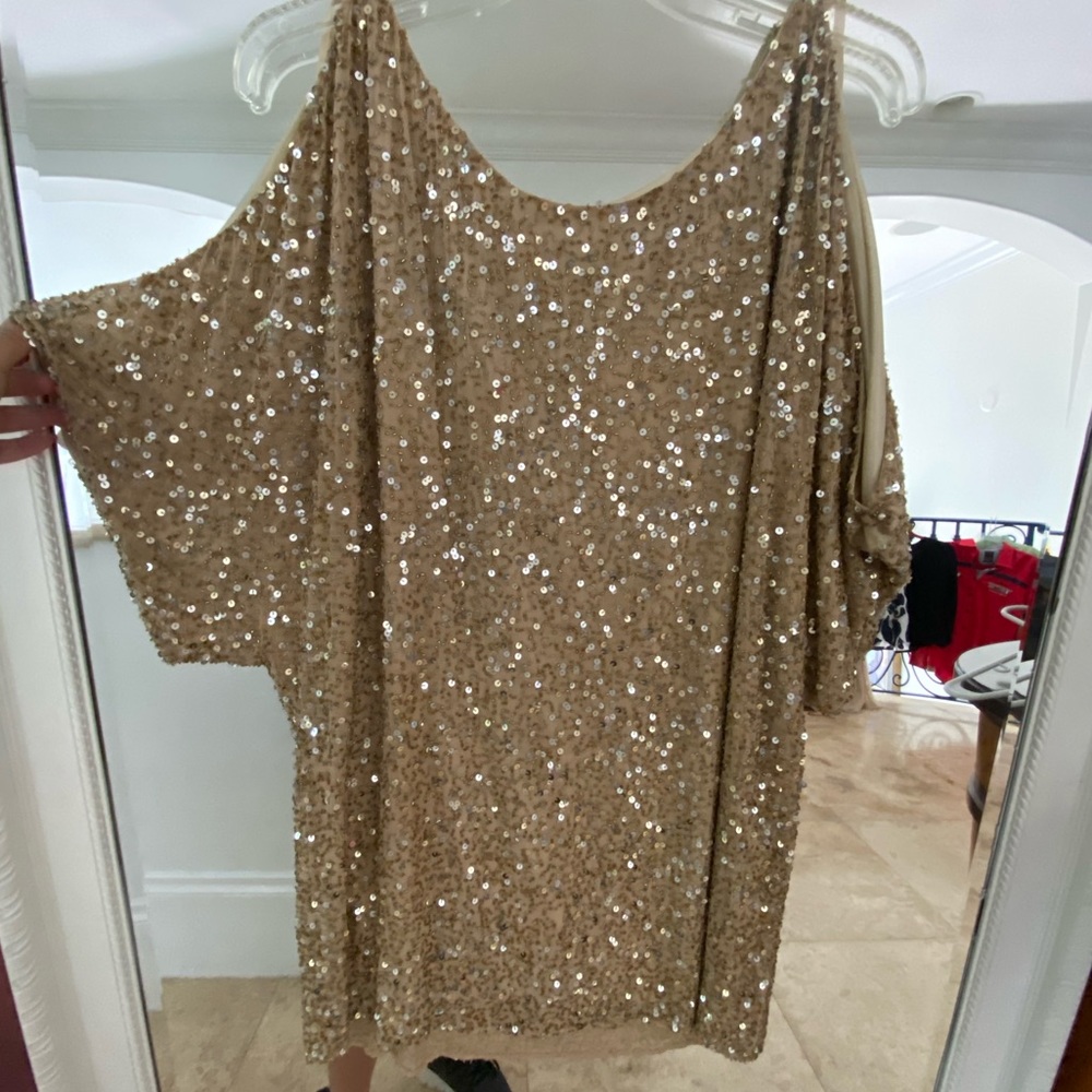 Aidan Mattox Gold Sequin Dress